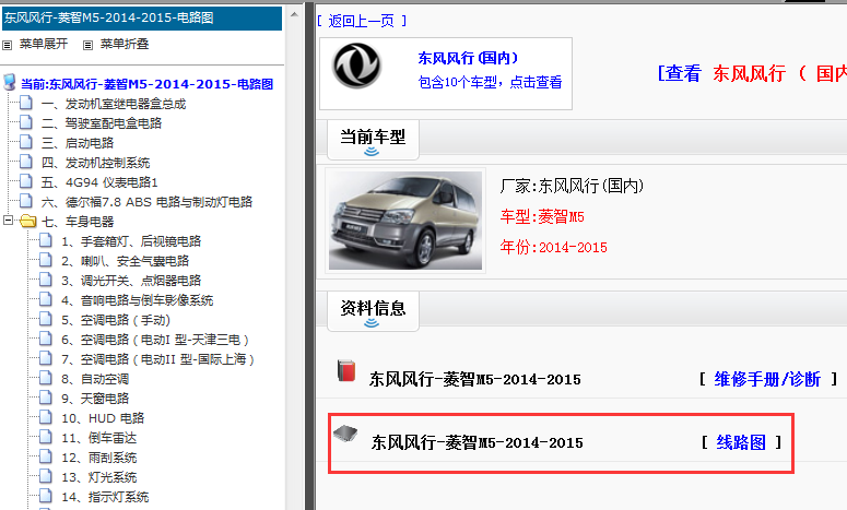 2014-2015年东风风行菱智M5电路图