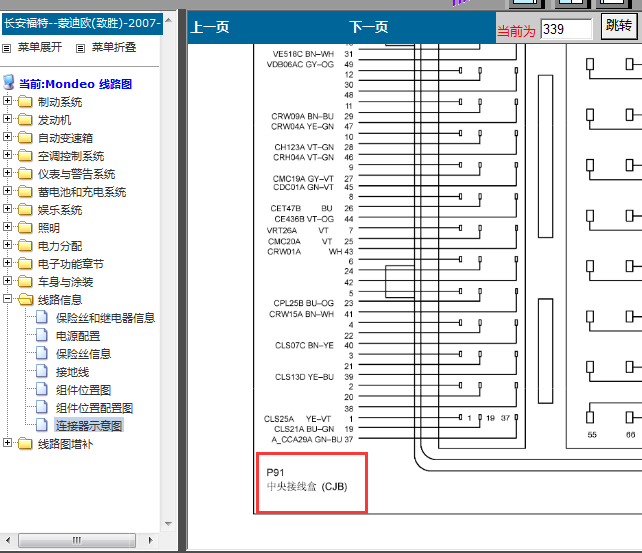 08年福特蒙迪欧致胜CJB端子图