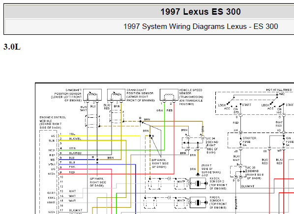 97年凌志ES300 2JZ发动机电路图
