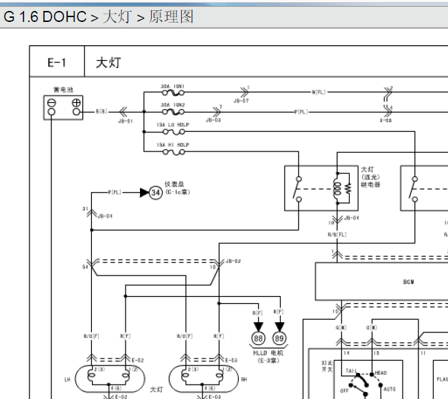 06年起亚赛拉图大灯电路图