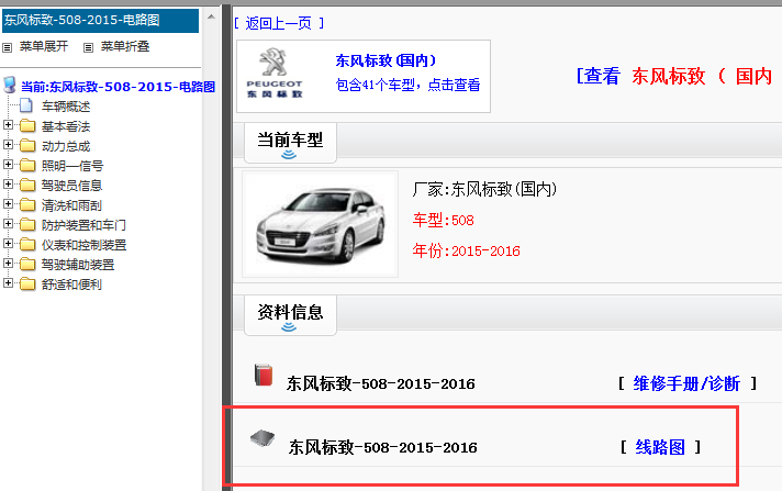2015-2016年东风标致508电路图