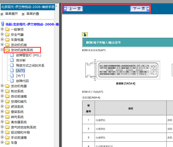 2008年现代伊兰特发动机针脚