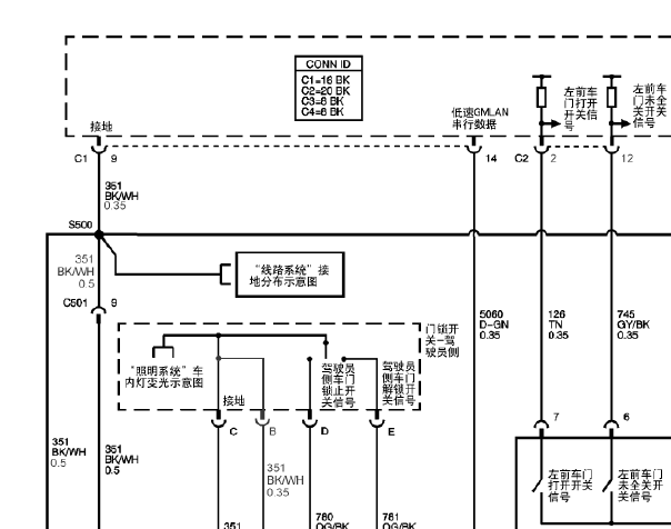 2007年凯迪拉克SLS门锁电路图