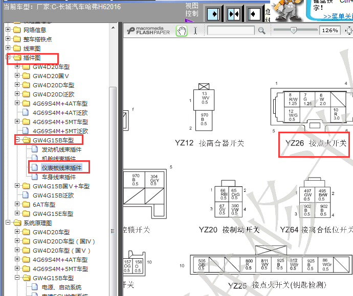 2016年哈弗H6点火开关针脚图