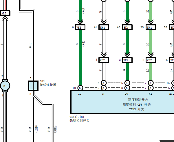 2011年丰田酷路泽悬架系统电路图