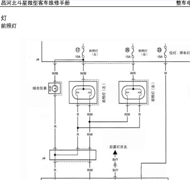 12年昌河铃木北斗星大灯电路图