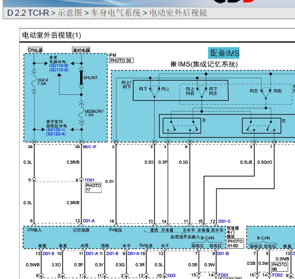 13年起亚威客后视镜电路图