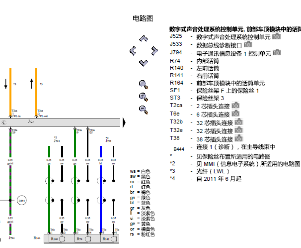 2013年奥迪A6 娱乐音响系统电路图