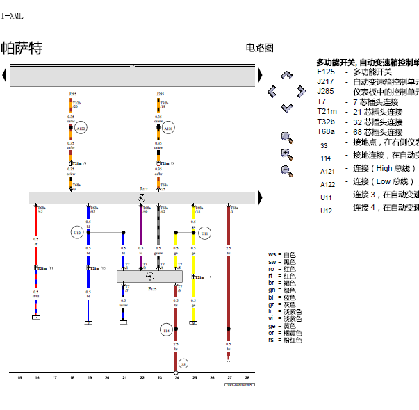 05年帕萨特变速箱线路图