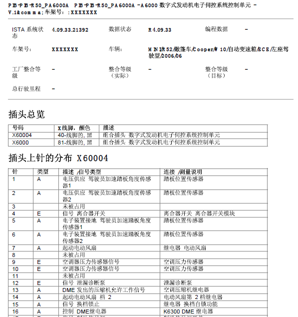 06年迷你发动机针脚