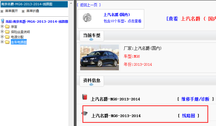2013-2014年上汽名爵电路图