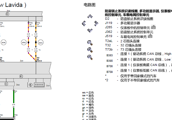 2016年大众朗逸防盗电路图