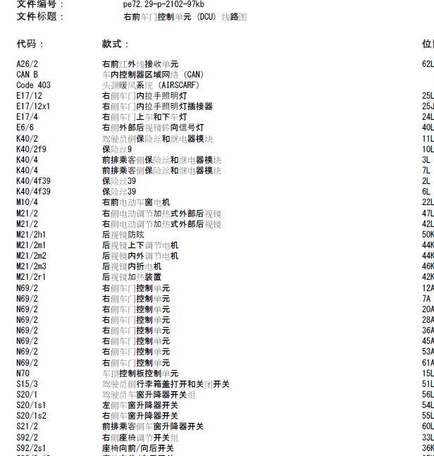 11年奔驰SL300折叠镜线路图