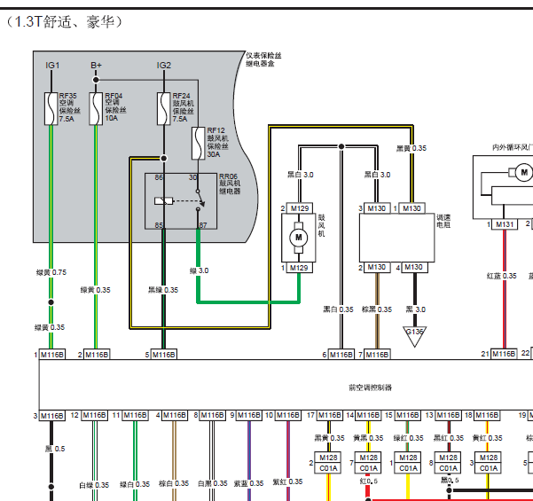 北汽威旺M50F空调电路图