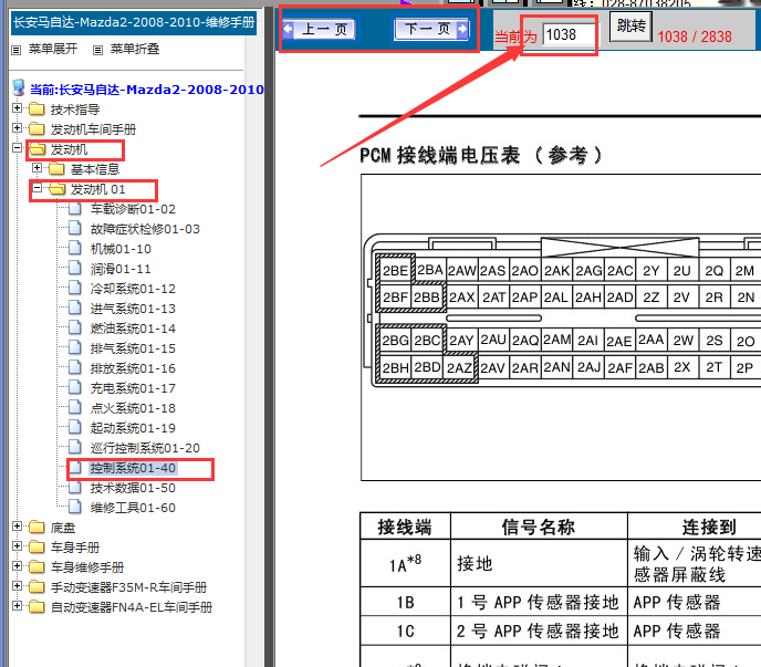 2008-2010年马自达2 ZY发动机针脚
