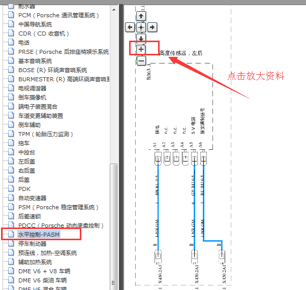 2012年保时捷帕拉梅拉水平控制电路图