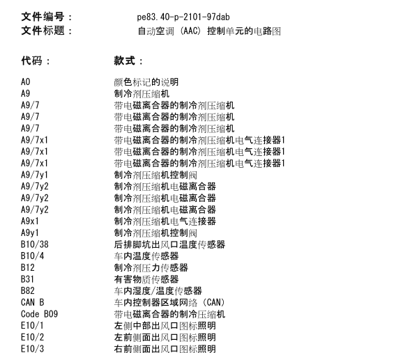 14年奔驰E260L空调电路