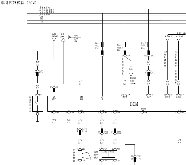 全新比亚迪F3车身电路图