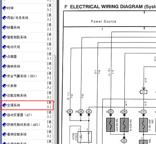 2001-2003年丰田酷路泽空调冷凝器风扇电路图