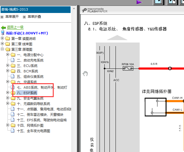 14年奇瑞瑞虎5制动系统电路图