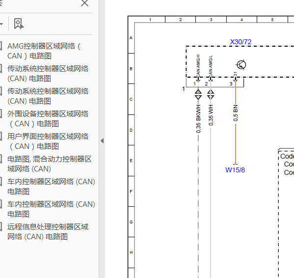 15年奔驰C200  CAN线路图