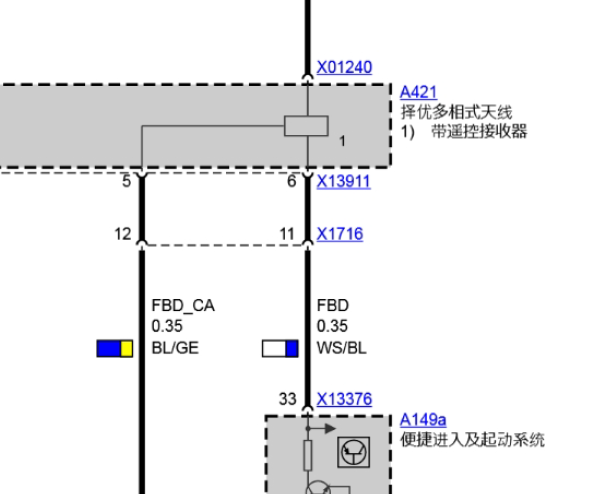 2012年宝马X5遥控接收器电路图