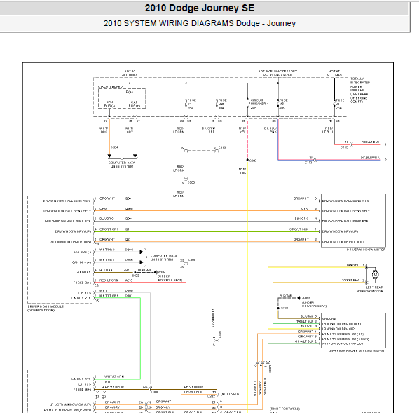 2010年道奇酷威车窗玻璃电路图
