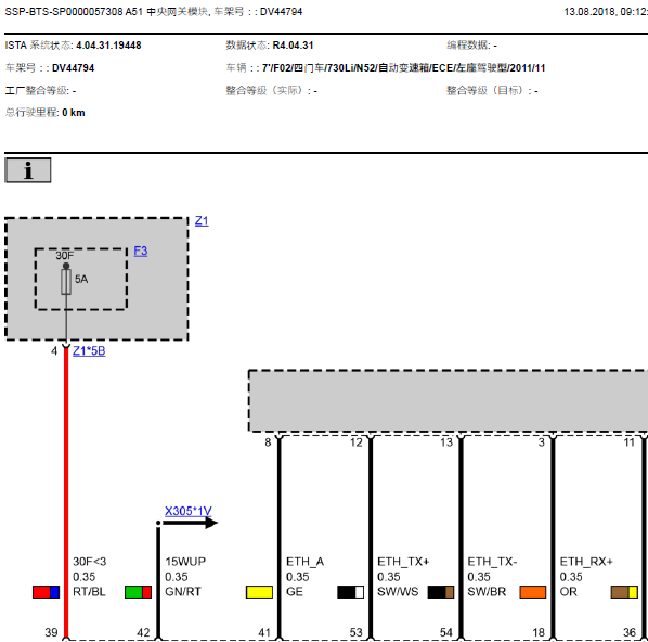 11年宝马730li网关模块线路图