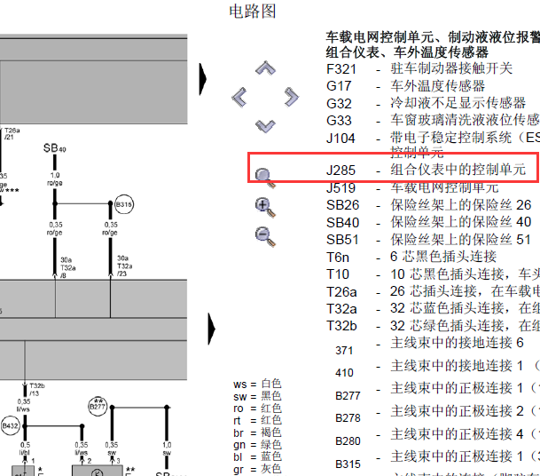 2004年大众途锐仪表电路图