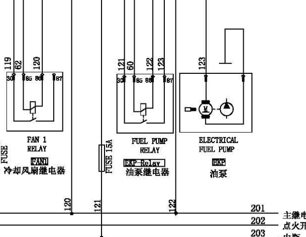 465发动机油泵继电器电路图