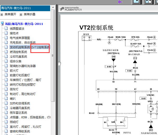 11年海马普力马VT2变速箱电路图