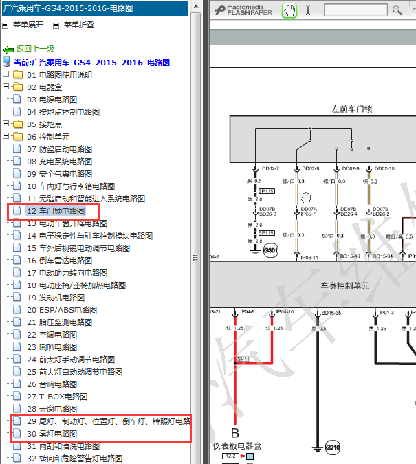 2015-2016年传祺GS4车身相关电路图
