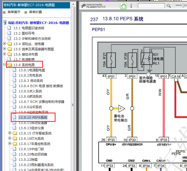 2015-2016年吉利EC7PEPS电路图