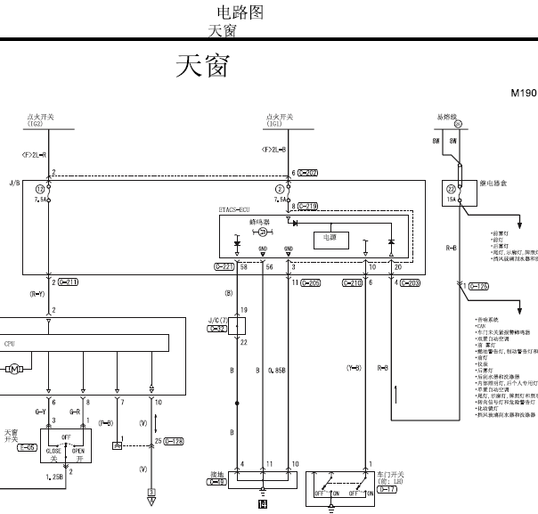 三菱格蓝迪天窗电路图