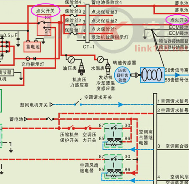 XC4G19发动机点火开关线路图