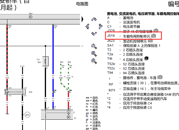 2012年大众途安车身相关电路图