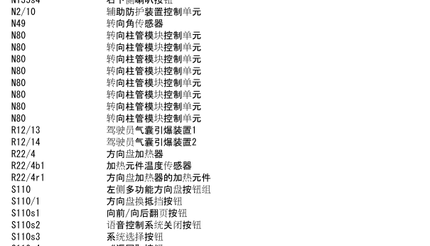 15年奔驰C200L N80方向柱电路图