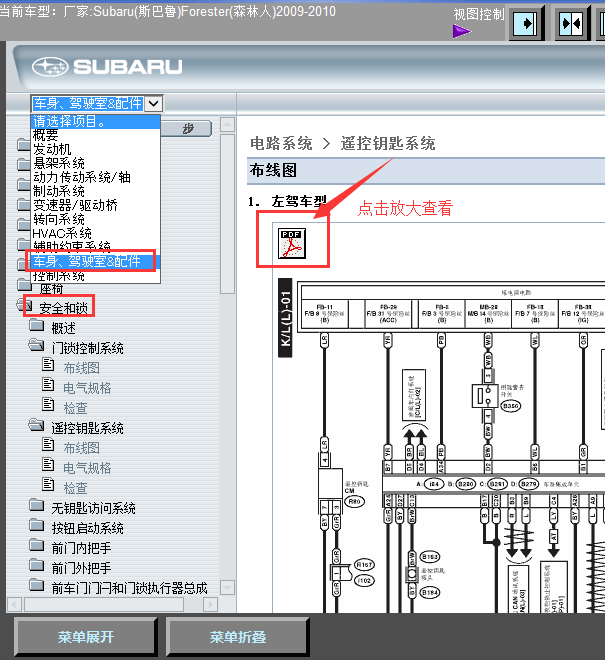 09年斯巴鲁森林人门锁控制线路图