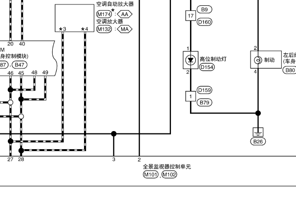 2017年日产奇骏360度全景影像电路图