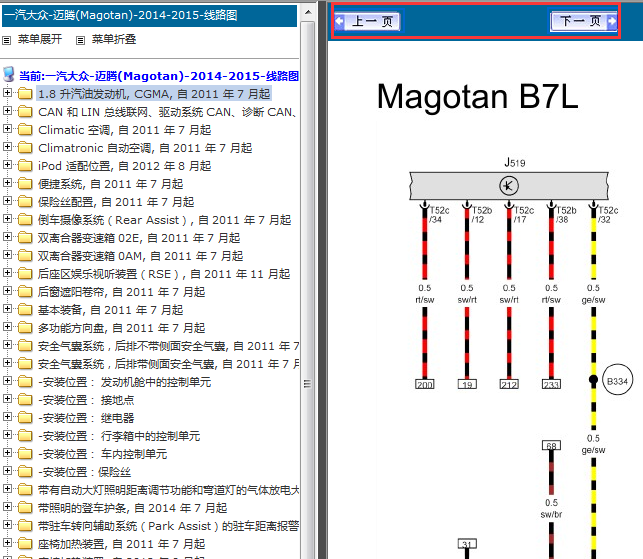 2014-2015年大众迈腾电路图