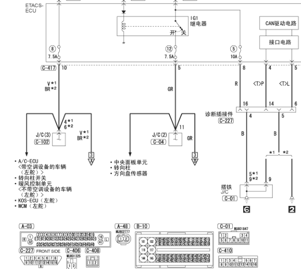 2015年三菱劲炫仪表电路图和针脚