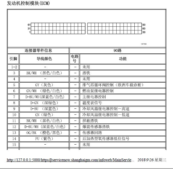 07年别克凯越发动机针脚定义图