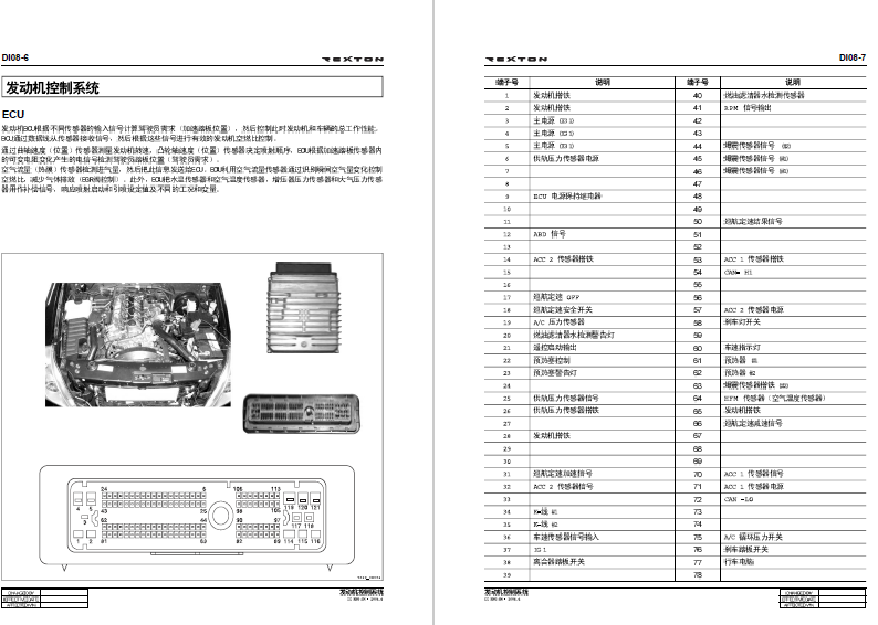 双龙雷斯特发动机针脚图