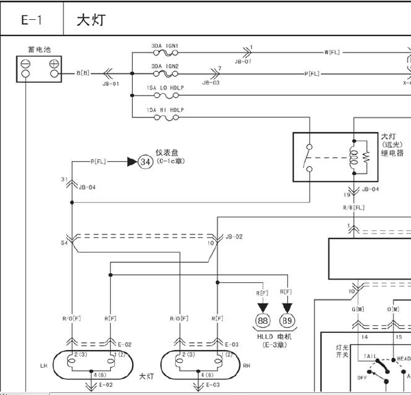 05年起亚赛拉图灯光电路图