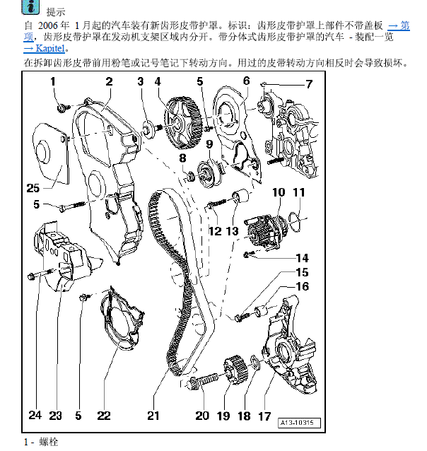 08年奥迪TT发动机正时