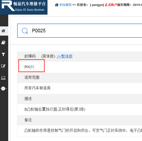 P0025故障码资料