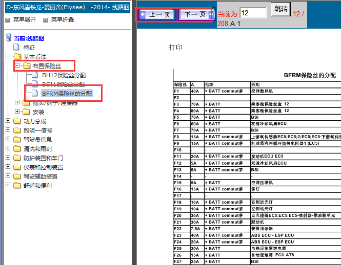 2014年雪铁龙发动机舱保险丝盒资料