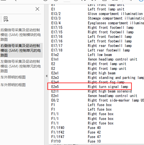 奔驰S280转向灯电路图