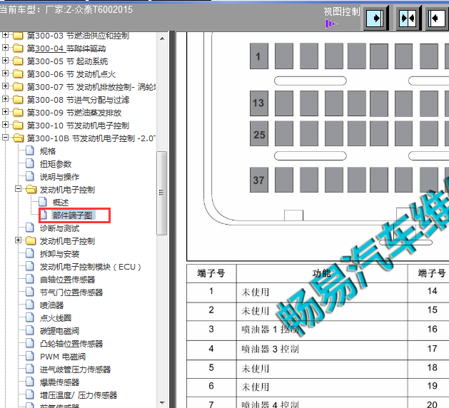 15年众泰T600发动机针脚定义图