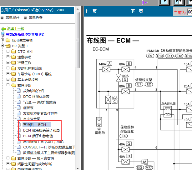 06年日产轩逸发动机电路图和针脚图